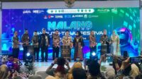 Pemukulan gendang menjadi simbolisasi pembukaan MBF yang akan berlangsung dari tanggal 21 sampai 25 Agustus 2024 di Malang Town Square. (afi) - Dorong Pengembangan UMKM, Kantor Perwakilan BI Malang Gelar MBF 2024