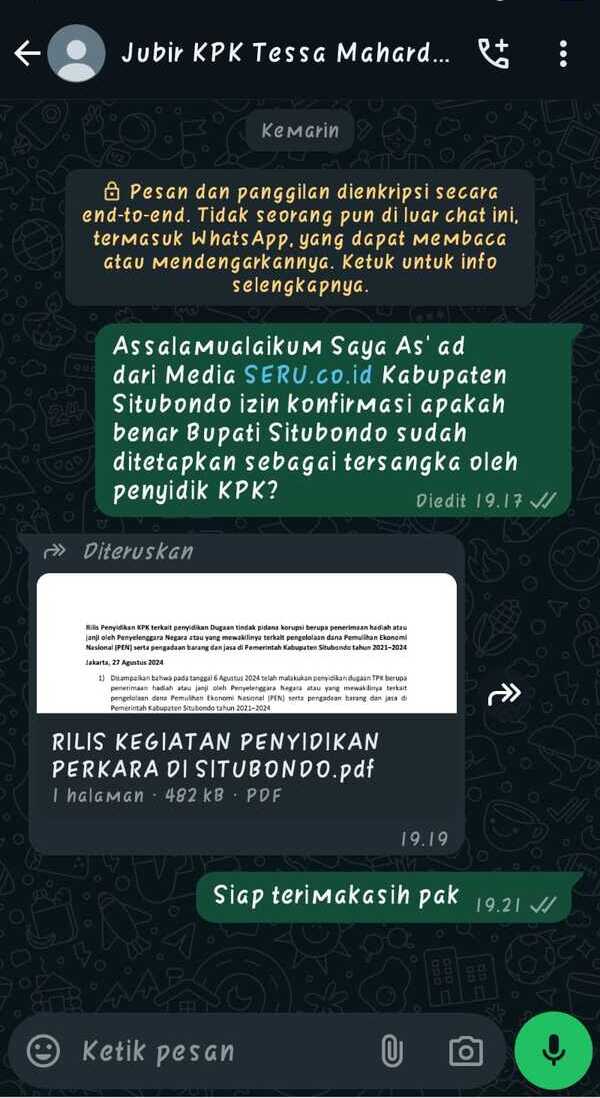 KPK Tetapkan Dua Tersangka Pejabat di Kabupaten Situbondo 