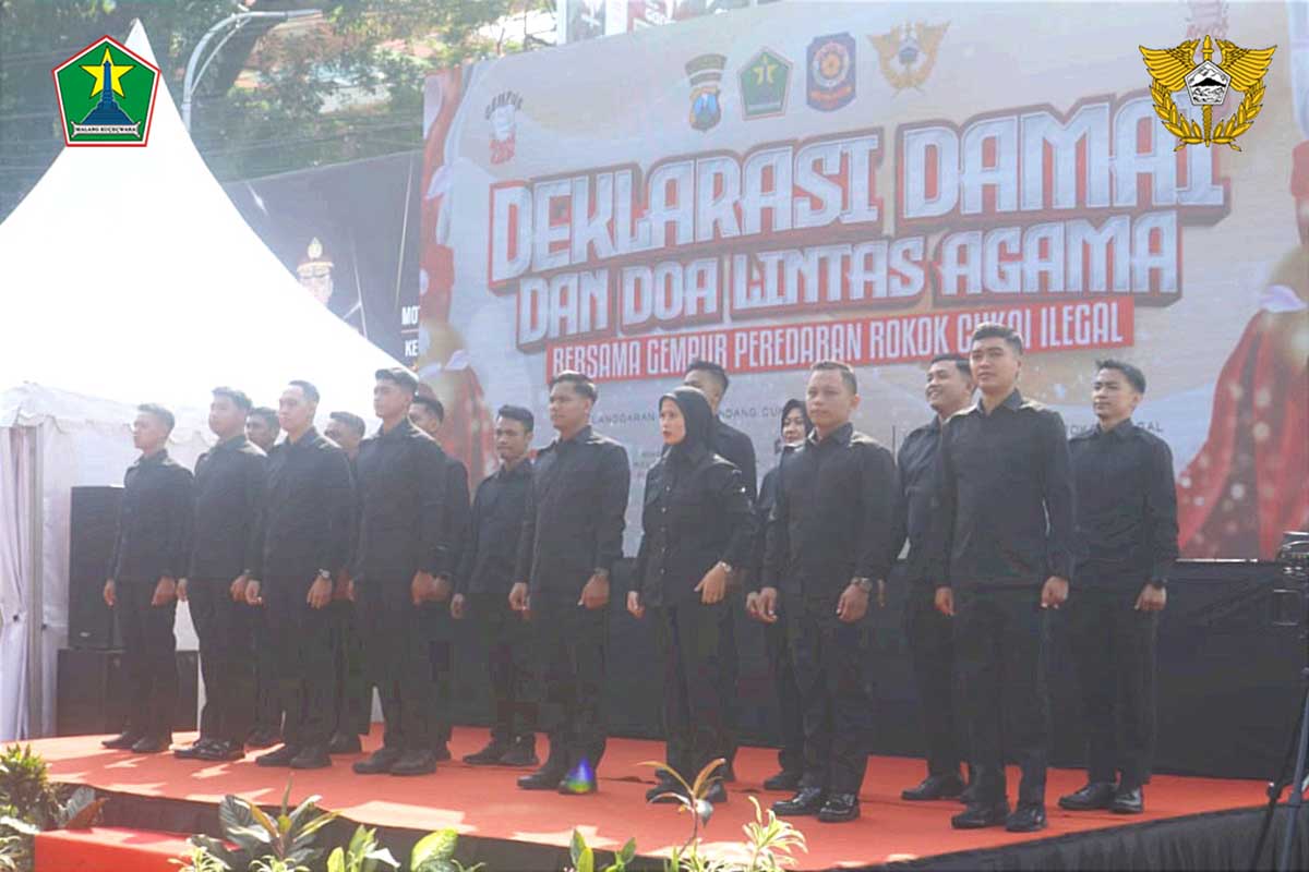 Bea Cukai Malang sosialisasi Gempur Rokok Ilegal melalui kegiatan Deklarasi Damai dan Doa Lintas Agama. (ist) - Bea Cukai Malang Masif Gencarkan Gempur Rokok Ilegal
