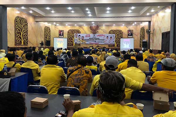 Deklarasi pemenangan calon Bupati dan Wakil Bupati Malang Gunawan Wibosono dan Dr Umar Usman (GUS) dalam Pilkada 2024 oleh DPD Golkar Kabupaten Malang. (Seru.co.id/wul) - Golkar Gelar Deklarasi Kemenangan Gunawan-Usman (GUS)