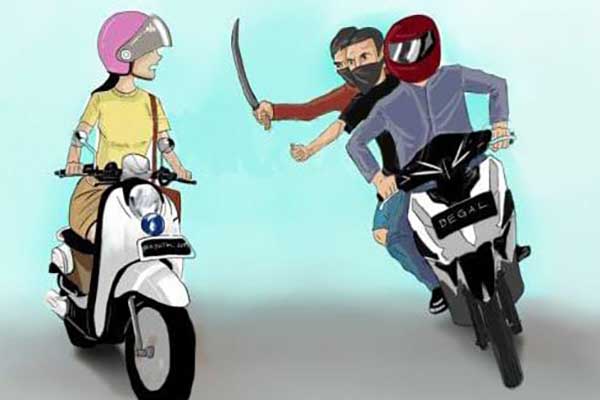 Ilustrasi begal. (ist) - Aksi Pembegalan Kembali Terjadi di Jember, Motor Emak-emak Dibawa Kabur