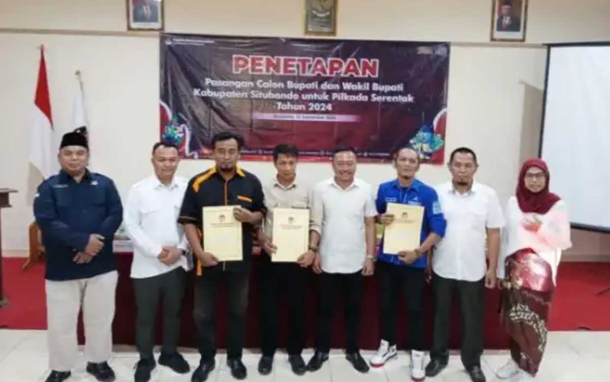 KPU Situbondo menggelar penetapan Paslon Bupati dan calon wakil bupati untuk maju dalam Pilkada serentak 2024, Minggu (22/9/2024). (Seru.co.id/adv/aza) - KPU Situbondo Tetapkan Dua Paslon Bupati dan Wakil Bupati dalam Pilkada Serentak 2024