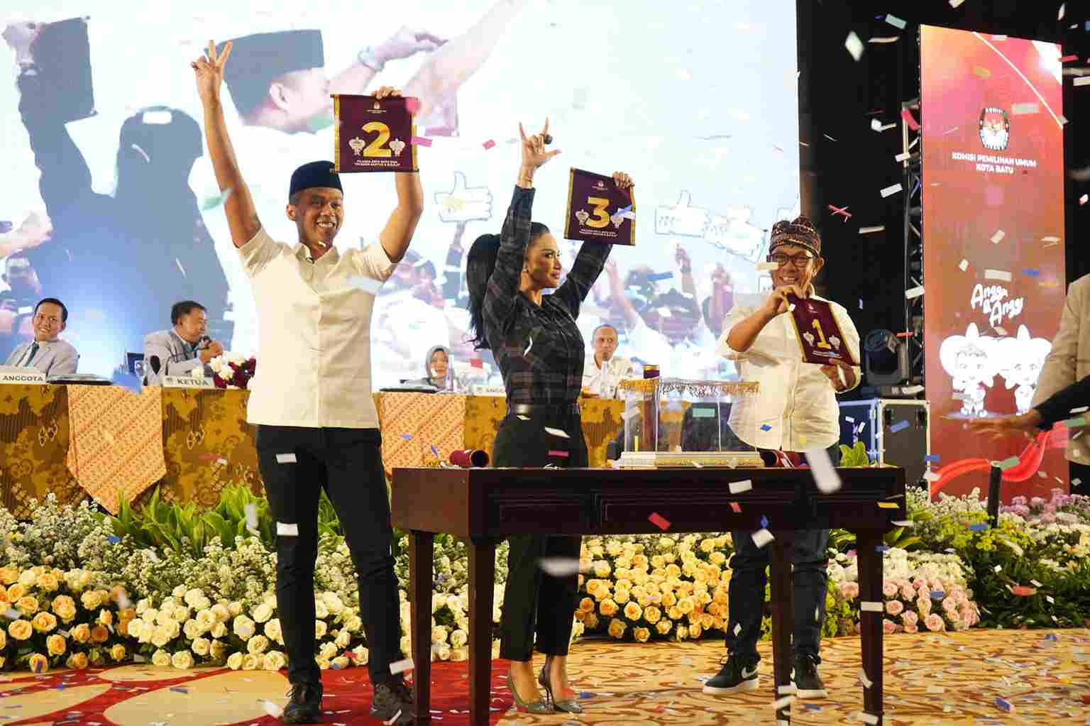 Pengundian Nomor Urut Paslon Cakada Batu, GuRu Nomor 2, KriDa 3 dan SAE 1