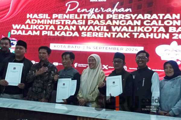 Hasil Penelitian Persyaratan Administrasi, Semua Bapaslon Pilkada Batu Dinyatakan Lengkap dan Benar