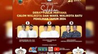 Debat Publik Pertama Calon Wali Kota dan Wakil Wali Kota Batu Pemilihan Tahun 2024. (ist) - Ini Harapan Ketua KPU Batu pada Debat Perdana Paslon Wali Kota 2024-2029 Malam ini