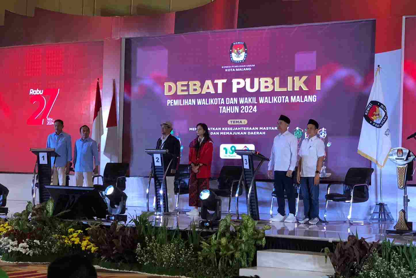 KPU Kota Malang Gelar Debat Perdana Tiga Paslon Wali Kota dan Wakil Wali Kota Malang
