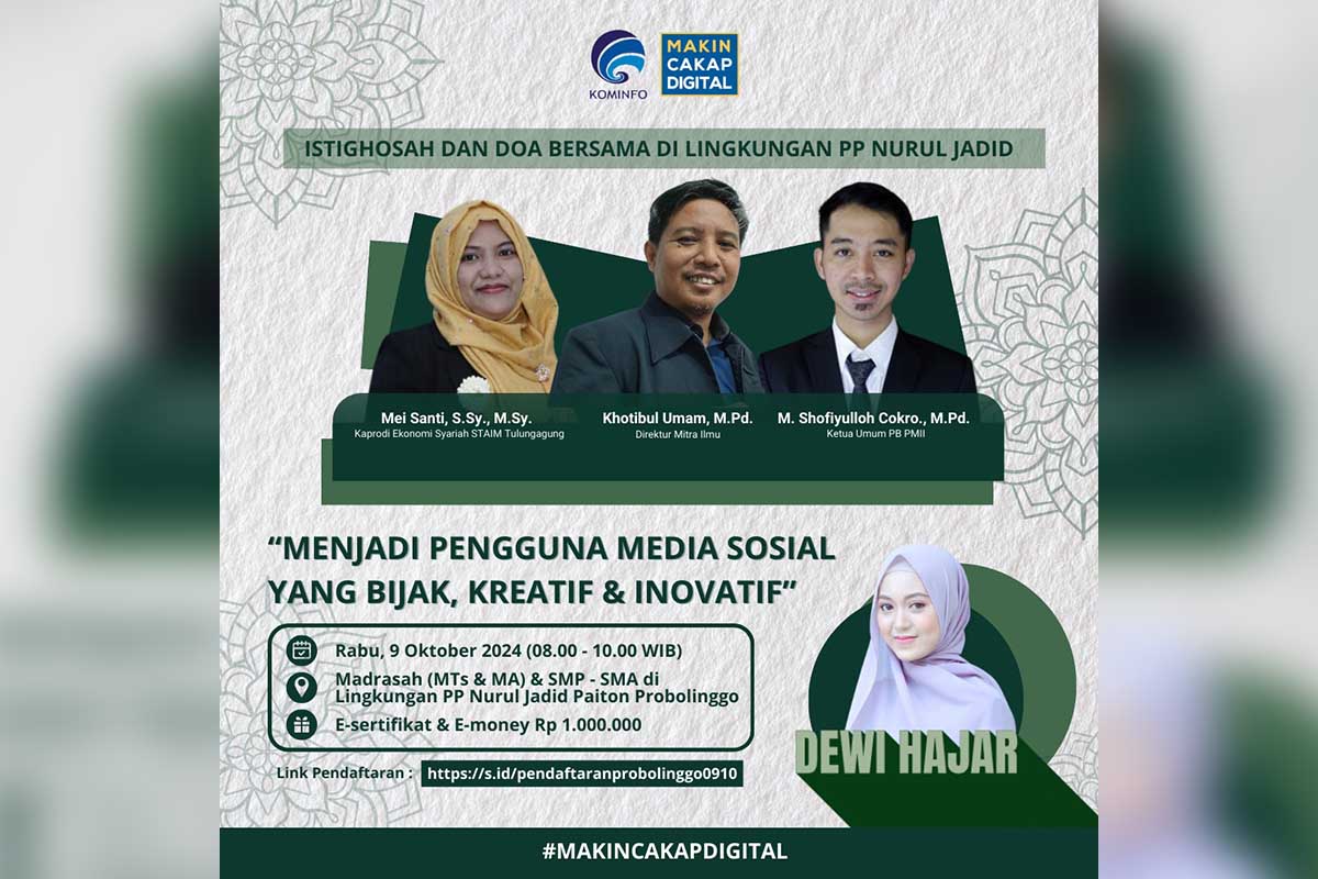Hadirkan Dewi Hajar, Kemkominfo diskusi literasi digital di PP Nurul Jadid Paiton. (ist) - Hadirkan Dewi Hajar, Kemkominfo Diskusi Literasi Digital di PP Nurul Jadid Paiton