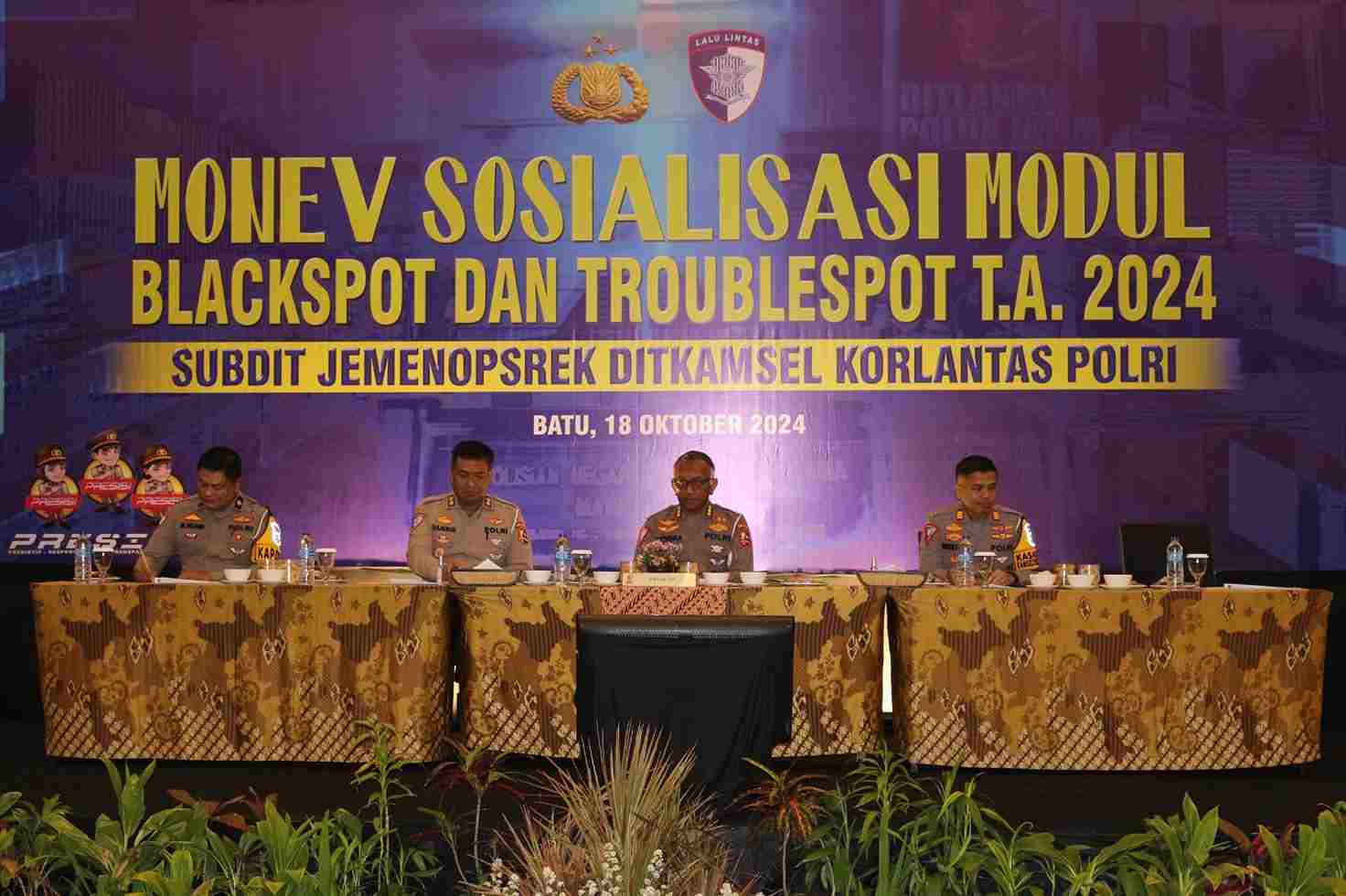 Korlantas Polri dan Satlantas Polres Batu Gelar Monev Sosialisasi Modul Blackspot & Trouble Spot TA 2024