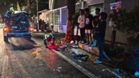 Proses oleh TKP para petugas kepolisian Satlantas Polresta Malang Kota. (ist) - Diduga Mengantuk, Pengemudi Pajero Tabrak Empat Pengendara Roda Dua di Lowokwaru