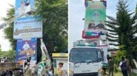 Proses pencopotan APS bergambar Bakal Calon Bupati Malang Incumbent, HM Sanusi. (ist) - Bawaslu Kabupaten Malang Copot APS Bergambar Incumbent Bupati Malang