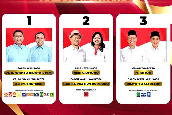 Tiga Paslon Wali Kota dan Wakil Wali Kota Malang. (ist) - Ini Jadwal dan Tema Materi Debat Ketiga Paslon Pilkada Kota Malang