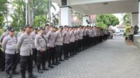 Apel persiapan pengamanan debat ke dua. (ist) - 300 Personel Gabungan Amankan Proses Debat Kedua Pilbub Malang 2024
