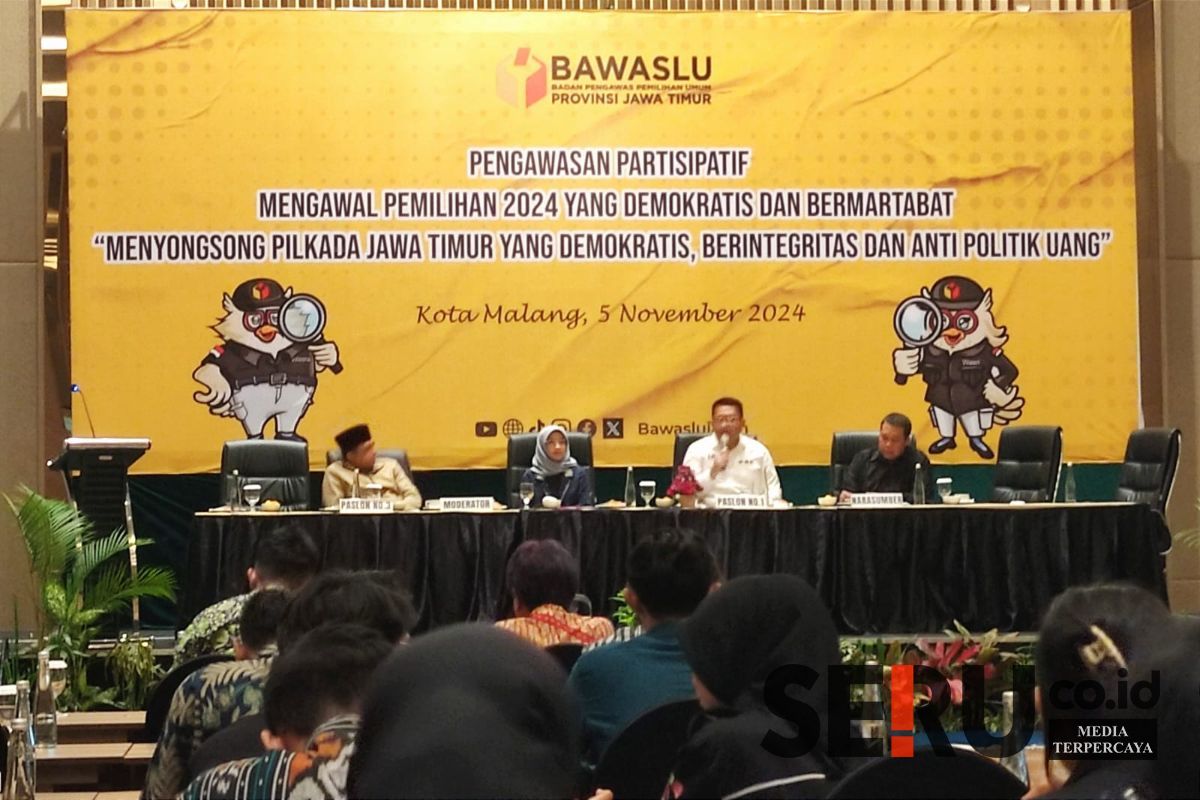 Diskusi para cawagub, Bawaslu dan akademisi Sarasehan Nasional Pancasila. (rhd) - Sarasehan Nasional Pancasila: Komitmen Cakada dan Masyarakat Anti Money Politics Jaga Integritas Demokrasi