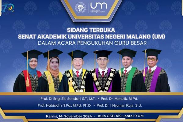 UM Kukuhkan Empat Guru Besar, Diharapkan Jadi Inspirasi Sivitas Akademika