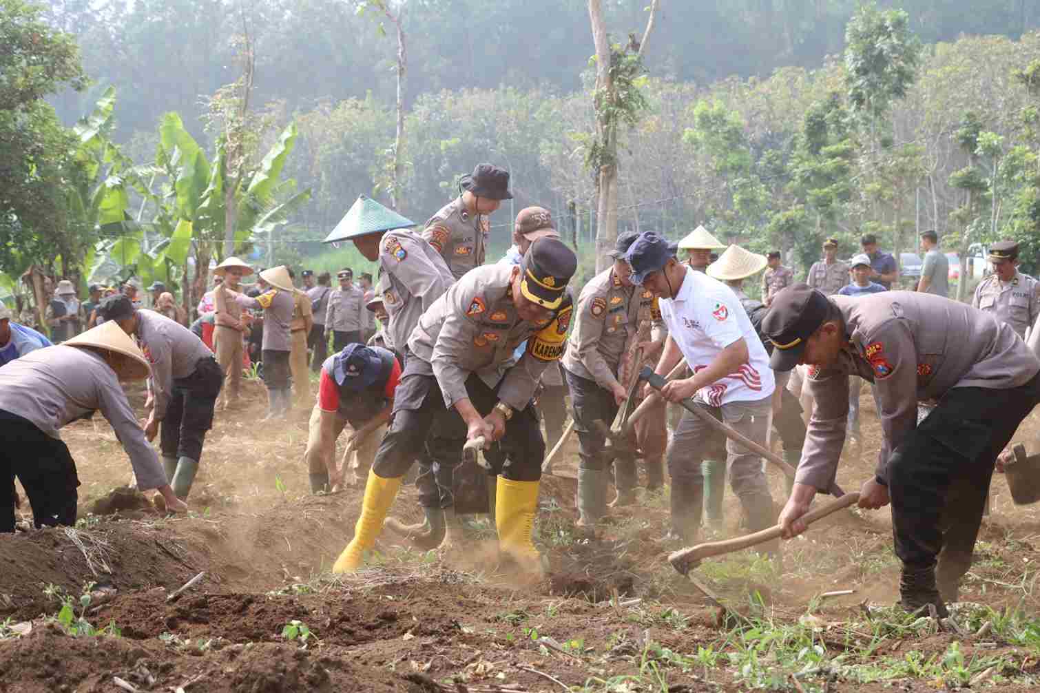 Sinergi Polres dan Dinas Pertanian Aktifkan Lahan Tidur Untuk Ketahanan Pangan Kota Batu