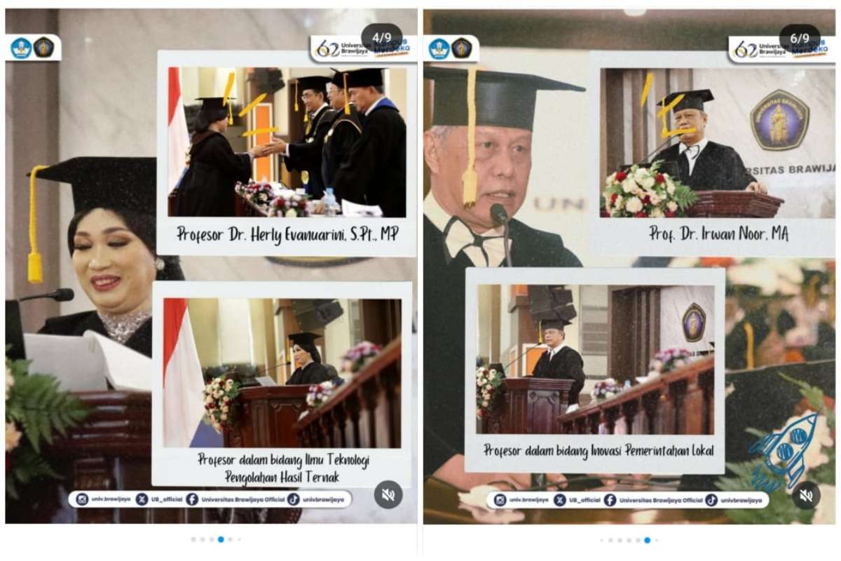 Prof. Herly Evanuarini dan Prof. Irwan Noor. (ist) - UB Kukuhkan Empat Profesor Lintas Ilmu dari FH FT Fapet dan FIA