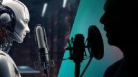 Ilustrasi persaingan penggunaan jasa VOT Versus VO Ai. (ist) - Benarkah Voice Over AI "Hancurkan" Industri Kreatif Voice Over Real Human