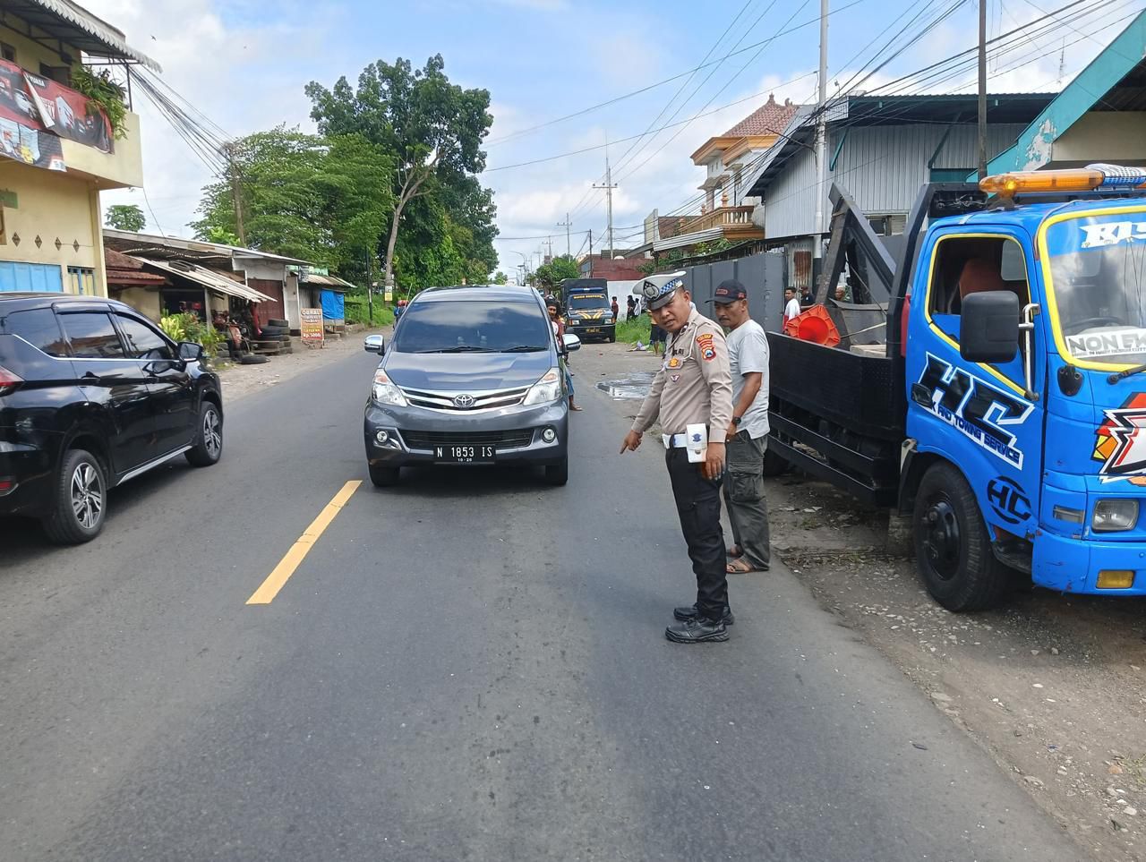 Lokasi kejadian tabrakan maut di Kecamatan Sumberpucung, Kabupaten Malang. (ist) - Haluan Terlalu ke Kanan, Sebuah Mobil Tabrak Tiga Kendaraan Roda Dua, Satu Korban Meninggal Dunia