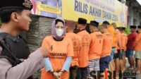 Polres Pamekasan saat melakukan konferensi pers ungkap kasus selama 2024. (Seru.co.id/udi) - Polres Pamekasan Laporkan Perkembangan Kriminalitas dan Kasus Narkotika di Tahun 2024