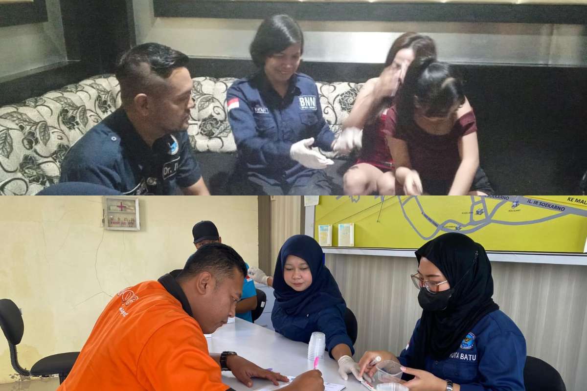 Razia tes urine yang dilakukan BNN Kota Batu di tempat hiburan malam dan Terminal Kota Batu. (ist) - Jelang Nataru, BNN Batu Gelar Tes Narkoba di Karaoke dan Pengemudi Angkot
