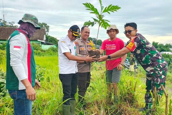 Babinsa Lowokwaru Turut Penanaman Pohon Sukun di Merjosari