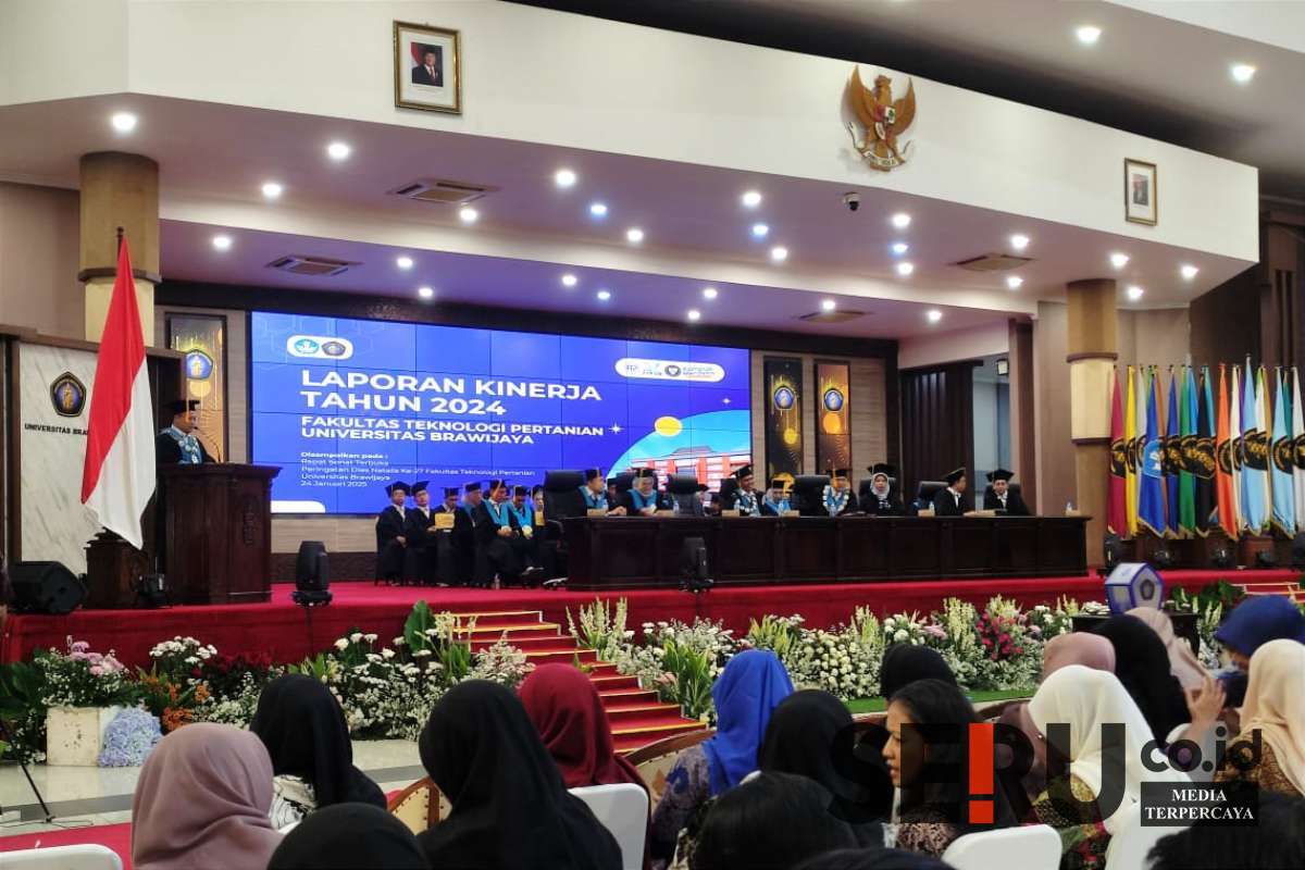 Dekan FTP UB, Prof. Yusuf Hendrawan menyampaikan, berbagai prestasi yang ditorehkan selama 2024 dan target 2025. (rhd) - Kado Dies Natalis ke-27 FTP UB Bertabur Prestasi
