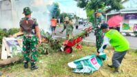 Koramil Lowokwaru Bersama Warga Tunjungsekar Kerja Bakti Bersihkan Lingkungan
