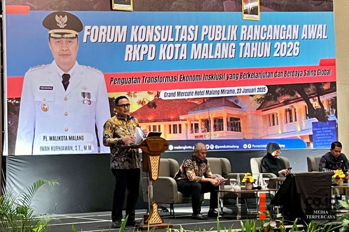 Pj Wali Kota Malang, Iwan Kurniawan, menyampaikan sambutan. (ska) - PJ Wali Kota Malang: Pembangunan Inklusif, Berkelanjutan dan Berdaya Saing Global dalam RKPD 2026