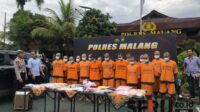 Rilis penangkapan belasan pelaku pengedar dan kurir narkoba di wilayah Hukum Polres Malang. (Seru.co.id/wul) - Belasan Pengedar dan Kurir Narkoba di Kabupaten Malang Ditangkap Polisi