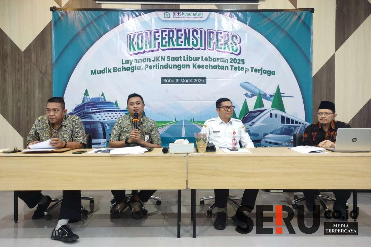 Konferensi pers layanan JKN saat libur Lebaran 2025. (rhd) - BPJS Kesehatan Tetap Berikan Pelayanan Peserta JKN Dimanapun Selama Libur Lebaran 2025