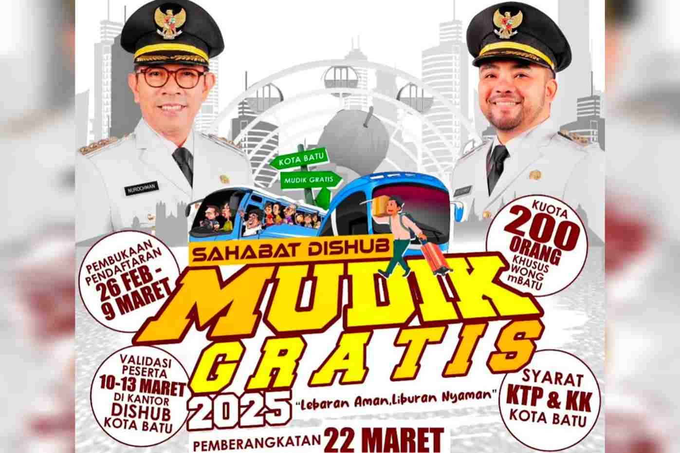 Dishub Batu Fasilitasi Mudik Lebaran Gratis Ke 5 Daerah di Jatim