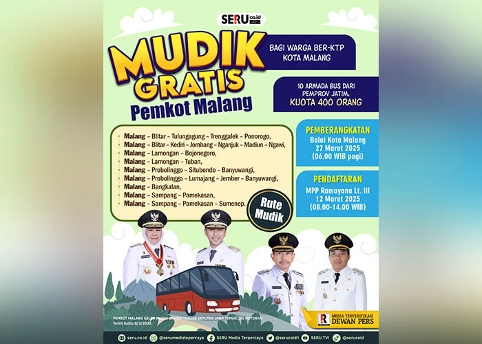 Pemkot Malang Gelar Mudik Gratis Tujuan Seputar Jawa Timur, Ini Rutenya!