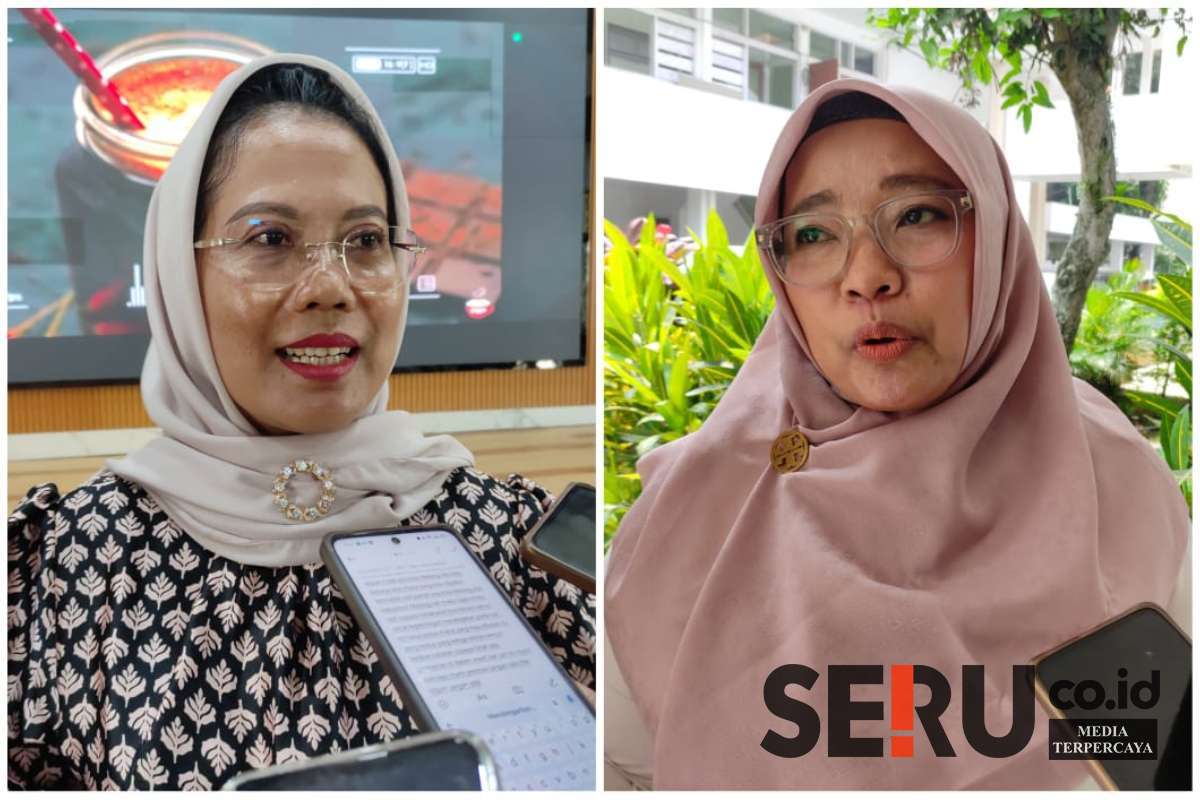 Dr Sri Untari Bisowarno MAP dan Hikmah Bafaqih MPd, menjawab pertanyaan awak media. (rhd) - Komisi E DPRD Jatim Tinjau Kesiapan dan Venue Porprov IX Jatim 2025, Persiapan 90 Persen