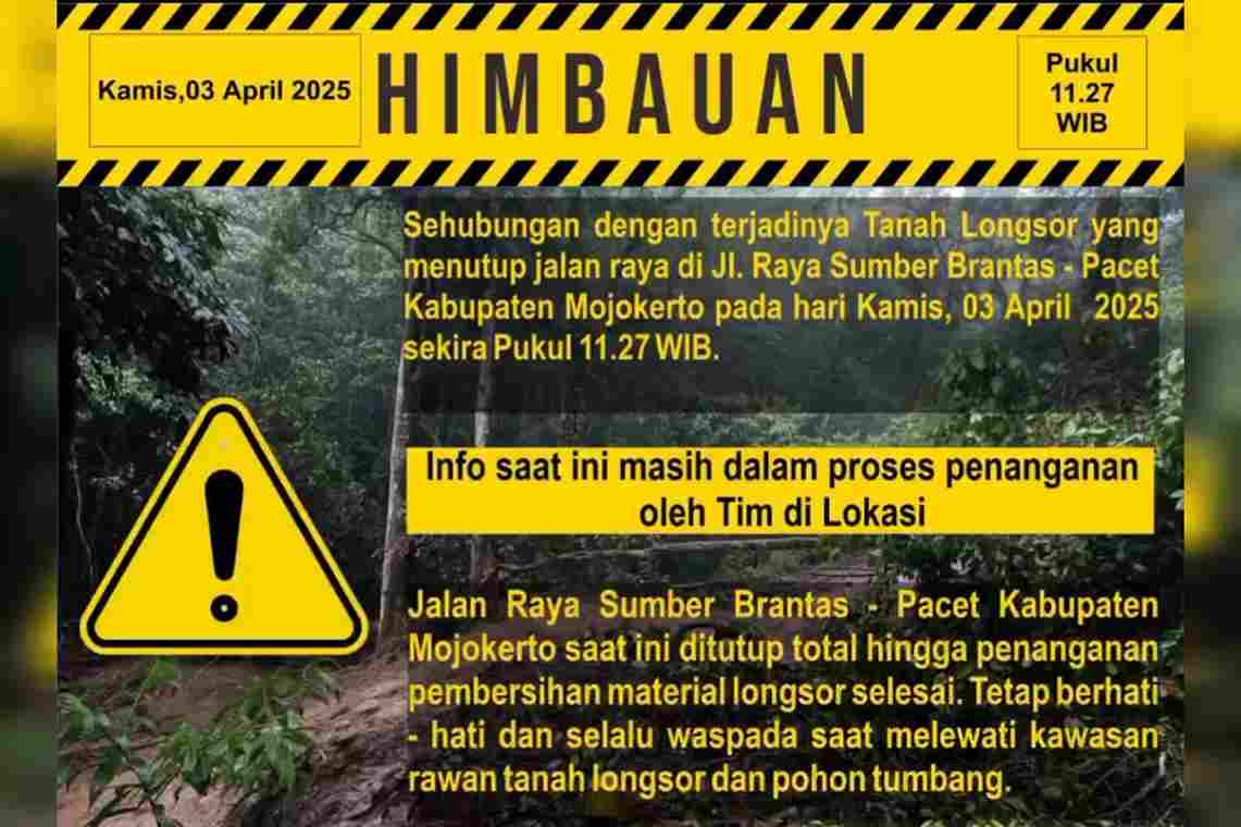 Longsor di Jalur Cangar-Pacet, Kapolres Batu Alihkan Arus Lalu Lintas