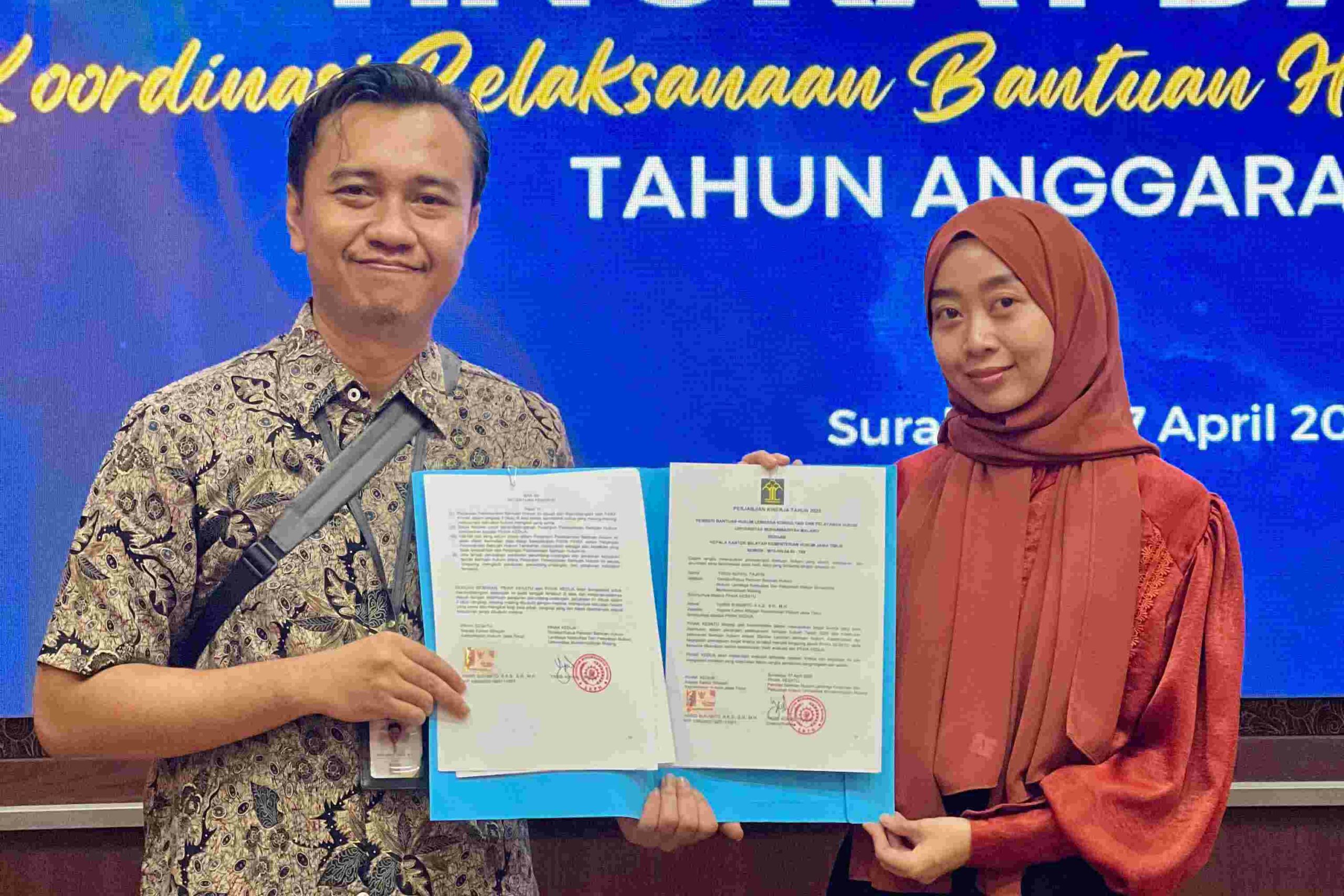 Tandatangani Kontrak Bantuan Hukum, LKPH UMM Dukung Pemerataan Keadilan di Jawa Timur