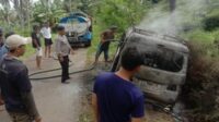 Diduga Konsleting Listrik, Mobil Terbakar, Supir Alami Luka