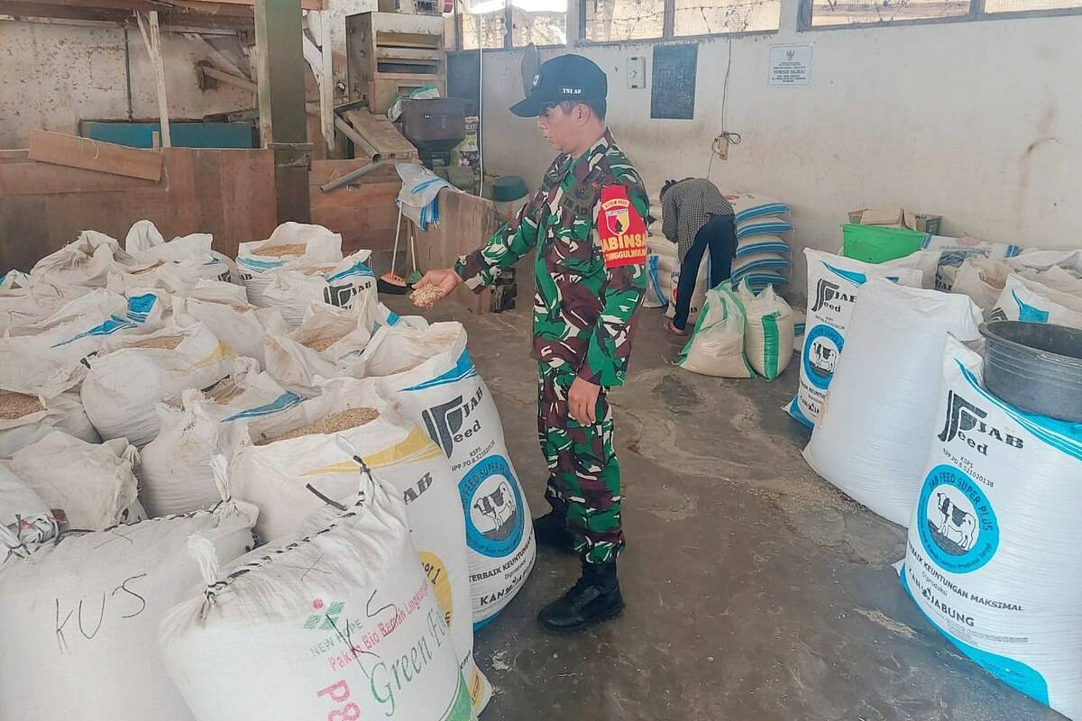 Babinsa Tunggulwulung Monitoring Proses Penggilingan Padi di UD Sumber Rejeki