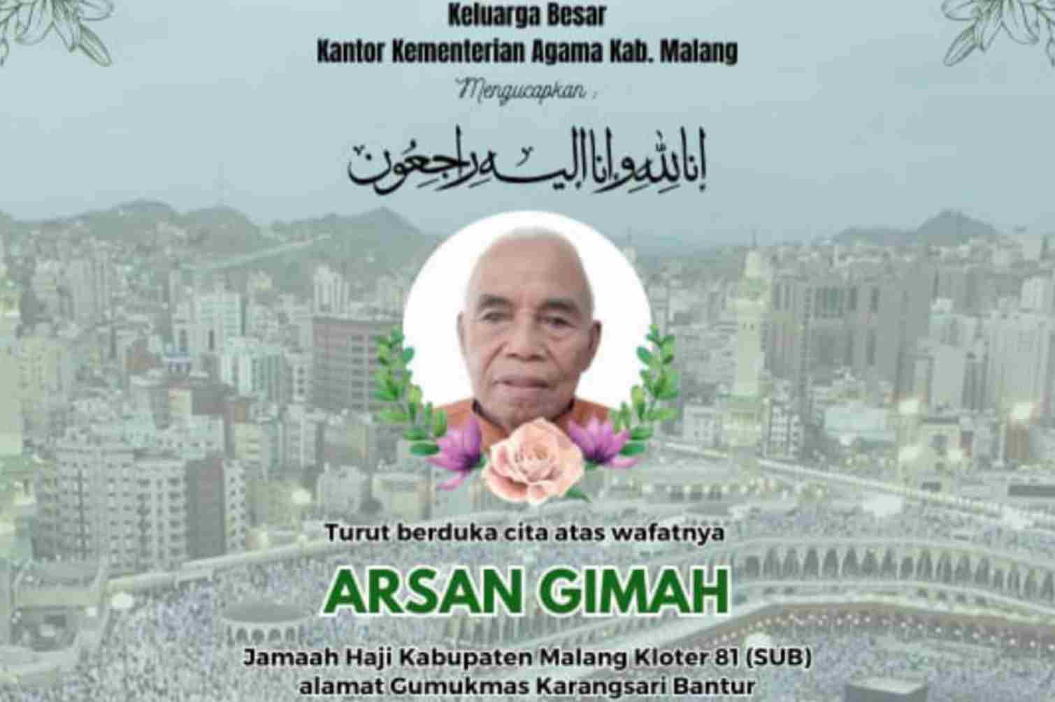 Satu Jemaah Haji Lansia Asal Kabupaten Malang Meninggal Dunia di Makkah