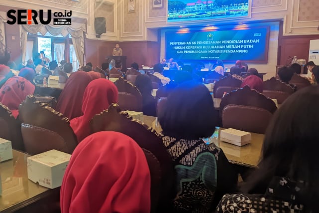 Kegiatan penyerahan SK Kemenkumham diikuti perwakilan pengurus Koperasi Merah Putih se-Kota Malang. (bas)