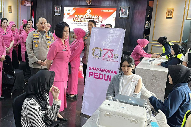 Polresta Malang Kota Gelar Bakkes Gratis Pap Smear dan Vaksin HPV