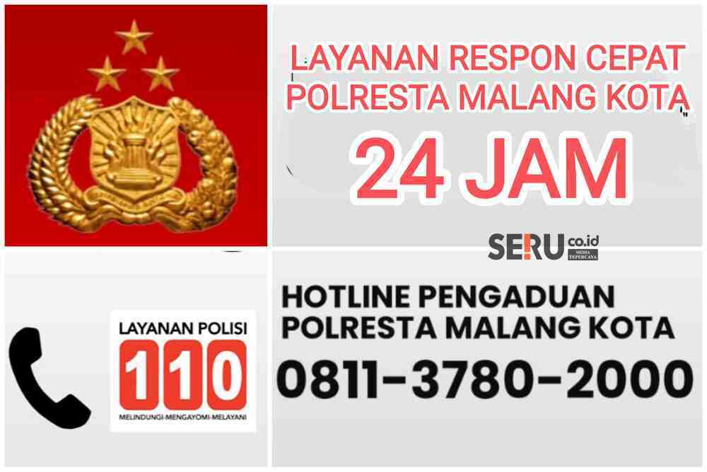 Polresta Malang Kota Buka Layanan Respon Cepat 24 Jam 110 atau WhatsApp +62 811-3780-2000