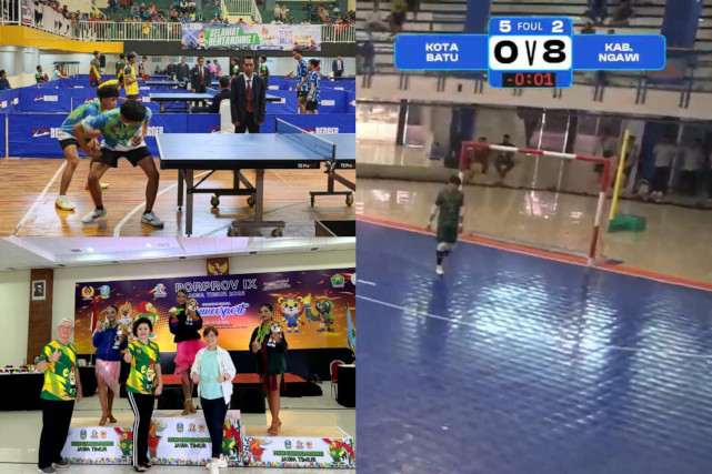 Tenis Meja Kota Batu Melaju Babak 16 Besar, Dansa Panen Medali, Futsal Putra Gigit Jari