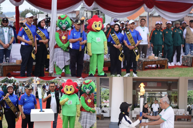 Kirab Obor Porprov IX Jatim di Kota Batu Berlangsung Seru