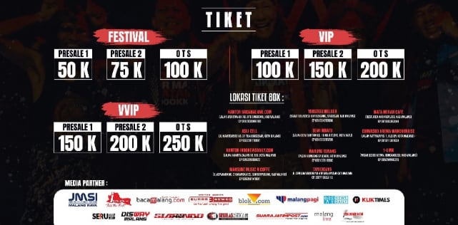 Daftar tiket Box dan media partner. (ist)