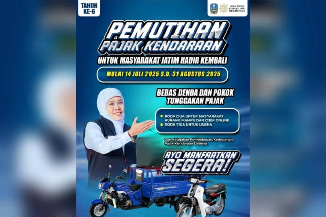 Pemprov Jatim Umumkan Pemutihan Pajak Kendaraan hingga 31 Agustus 2025