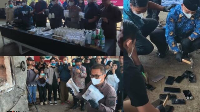 Kejari Batu Musnahkan BB Kasus Tipidum yang Telah Inkracht di TPA Tlekung