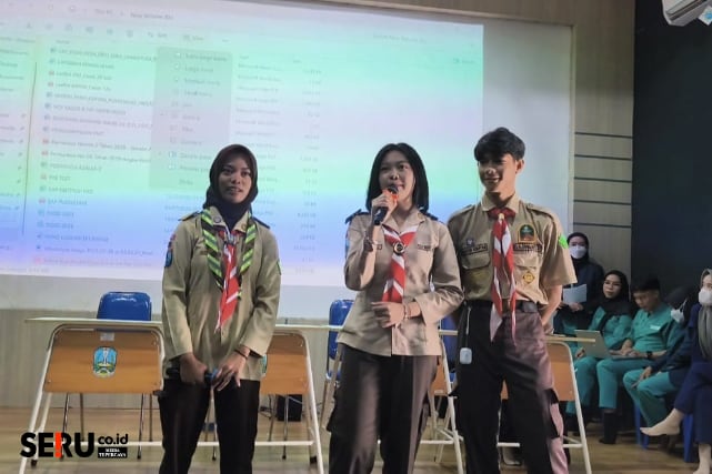 Sosialisasi Pramuka Saka Bhakti Husada di SMKN 3 Batu dari SBH Pangkalan Puskesmas Batu. (Seru.co.id/dik)