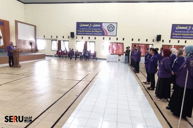 Momen Rektor Unitri, Prof Eko Handayanto menyampaikan pidato terakhir di Dies Natalis ke-24. (rhd)