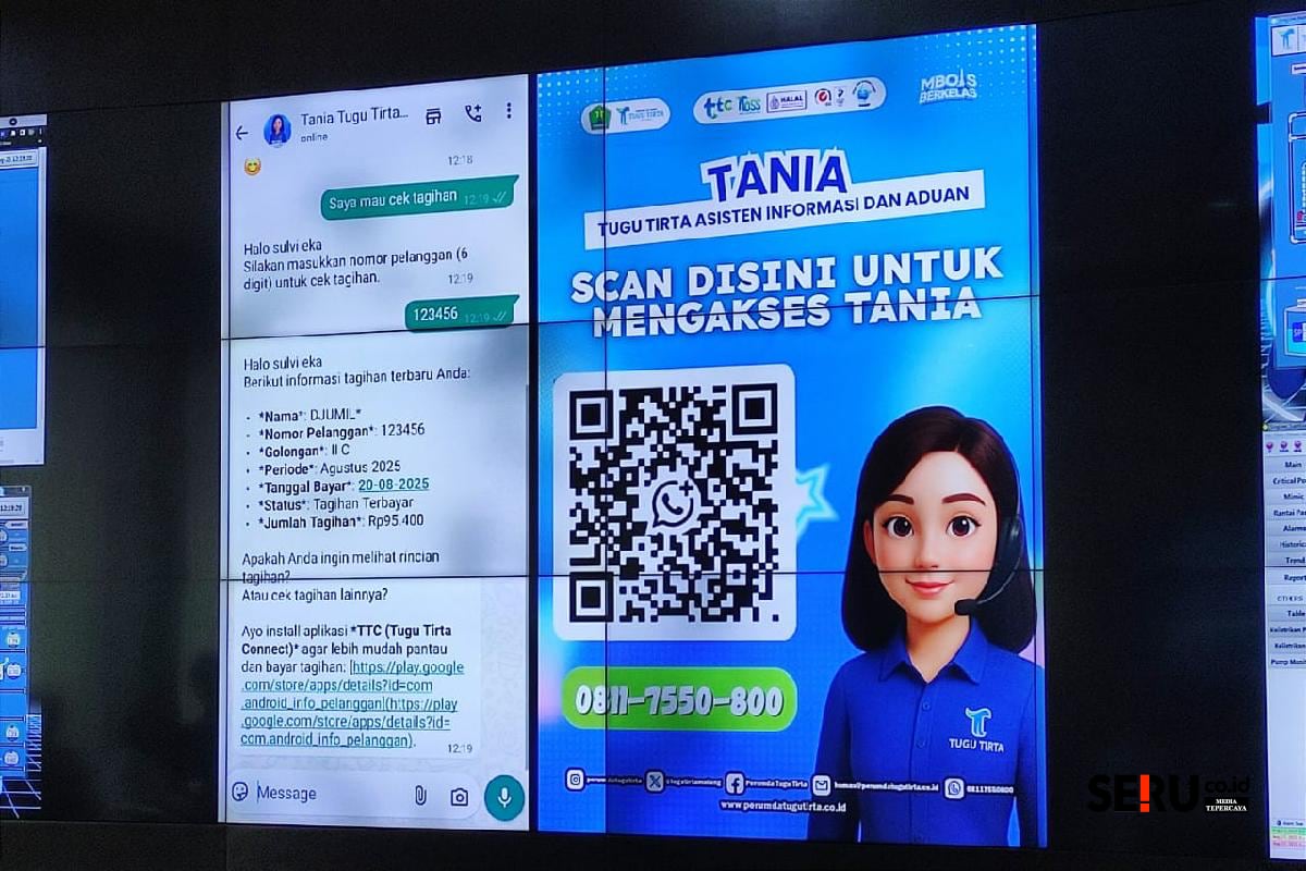 Tampilan chatbot TANIA berbasis AI melayani informasi dan aduan pelanggan Perumda Tugu Tirta. (rhd)
