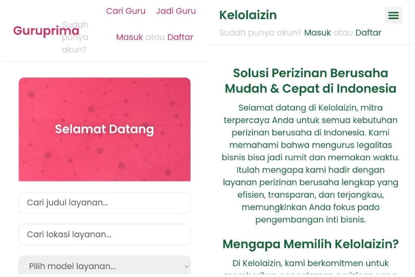 Dioola Indonesia mengembangkan Guru Prima (guruprima.com) dan Kelola Izin (kelolaizin.com). (rhd)